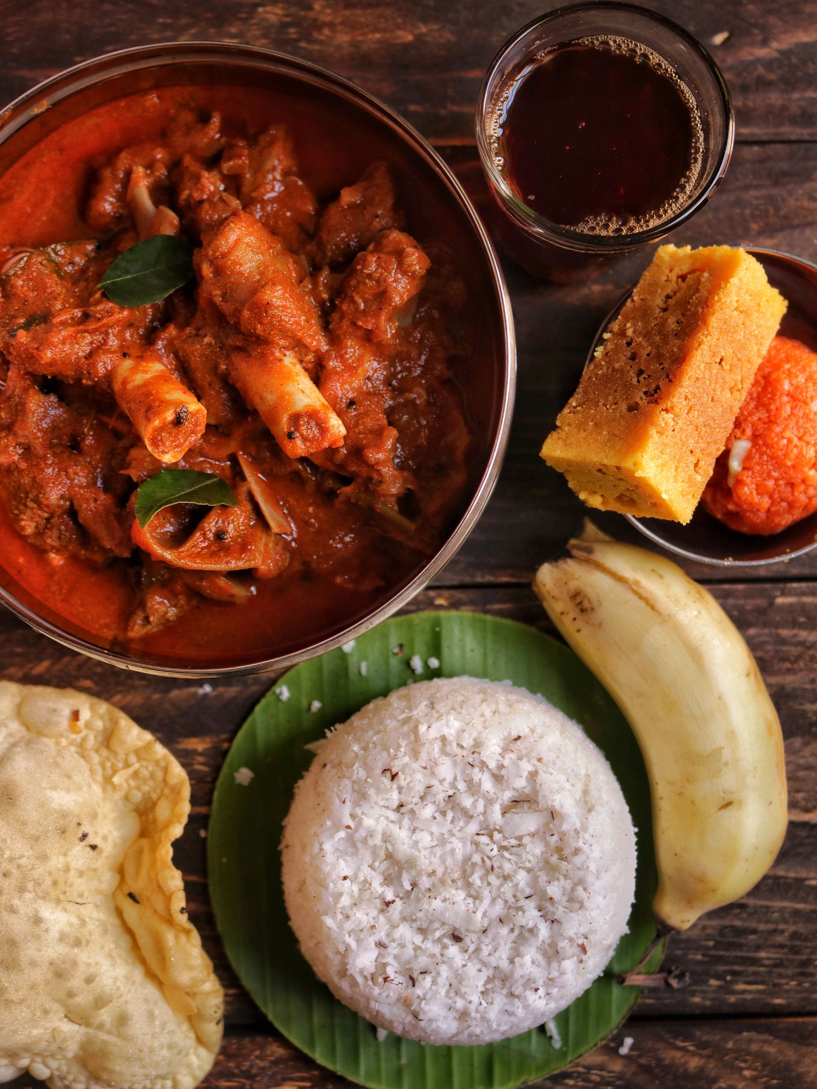 South Indian meal on a table